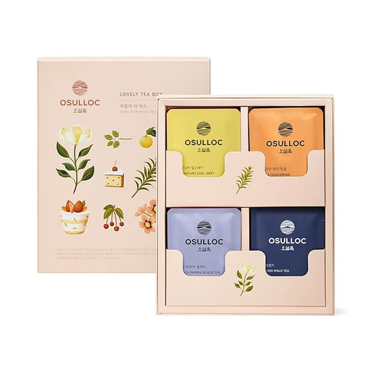 OSULLOC Lovely Tea Gift Box Set (12 count, 4 flavors x 3 EA) | Premium Blended Tea from Jeju | Korean Tea Sampler | Fruit Tea Variety Pack | Pyramid Tea Bag Series