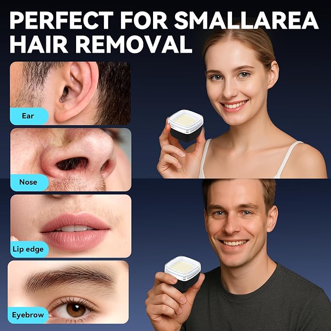 Nose Wax Kit - Portable Ear Nose Hair Waxing Kit for Men and Women with 100g Ｗax Beans, 40 Nose Hair Sticks, 10 Applicators, 10 Mustache & 10 Ear Protectors, Wax Warmer Kit for Hair Removal - White