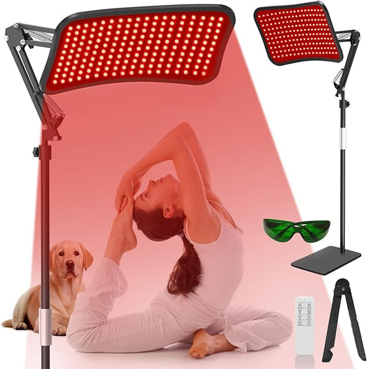 Red Light Therapy for Body and Face, 660nm 850nm 940nm Infrared Redlight Therapy Led Lamp Device with Stable Stand and Large Panel for Body, with Protective Glasses for Home Use