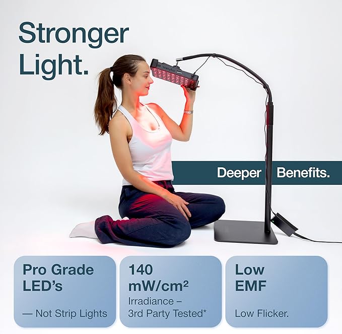 MyHalos Medical Grade Red Light Therapy Panel with Stand - 660nm & 850nm Near Infrared Light Therapy Device for Face & Body - LED Therapy Lamp for Pain Relief & Skin Rejuvenation