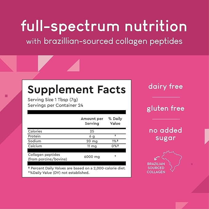 360 Nutrition Collagen Powder for Hair, Skin, Nail, Bone, and Joint Health, Collagen Peptides for Women and Men, Dairy Free, No Added Sugar, Non GMO, Dissolves Easily, Unflavored, 6 Oz, 24 Servings