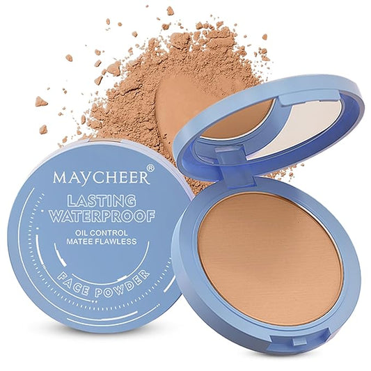 Maycheer Face Powder, Maycheer Setting Powder, Lasting Waterproof Oil Absorbing Pressed Powders Compact for Face (06# CAPPUCCINO)