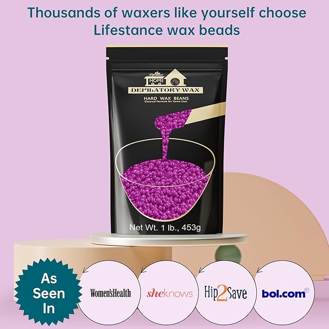 Lifestance Violet Waxing Beads, 1LB Coarse Hair Removal Wax Beans for Face, Eyebrow, Brazilian Bikini, Sensitive Skin at Home for Women and Men