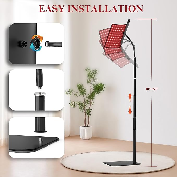 Red Light Therapy for Face and Body, Red Infrared Light Therapy Lamp with Stand Led 660nm Red Light and 850nm Infrared Light Device for Face and Body