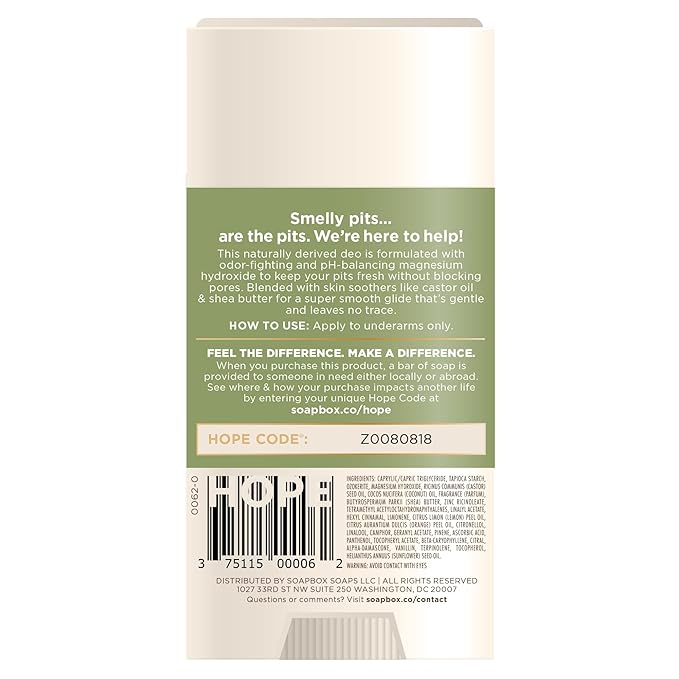 Soapbox Aluminum Free Deodorant, 2 Pack Bergamot & Citrus and Coconut & Vanilla Scented Deodorant, Scented Aluminum-Free Natural Deodorants, 2.65oz