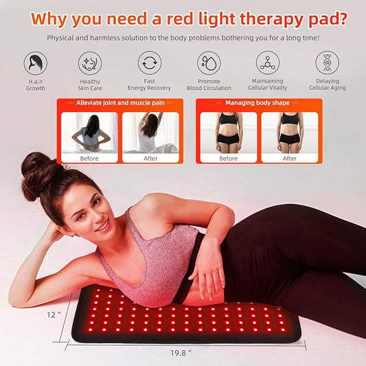 Red Infrared Light Therapy for Body Large 19.8" x 12" Infrared Heating Pad Wrap for Back Waist Shoulder Knee Feet Joints Pain Relieve, Diminish Inflammation, Ideal Gift