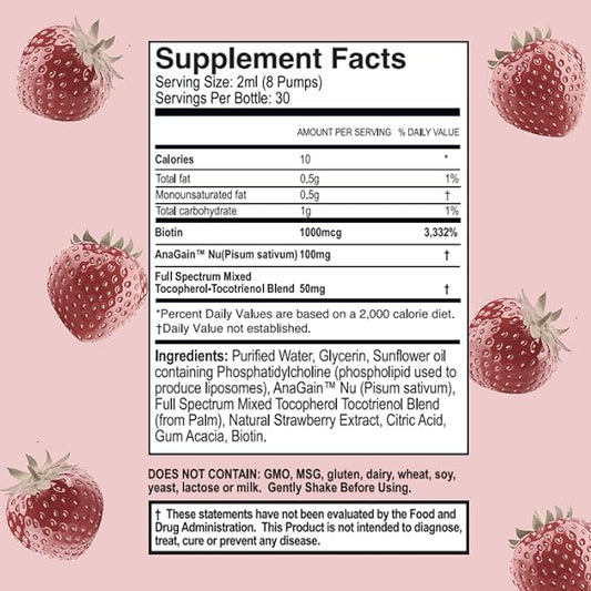 Purality Health Liposomal Hair Renewal, AnaGain Nu & Biotin, Supports Thicker, Fuller Hair, May Reduce Shedding & Promote Regrowth, Highly Absorbable Liquid Formula, Strawberry Flavor, 30 Servings