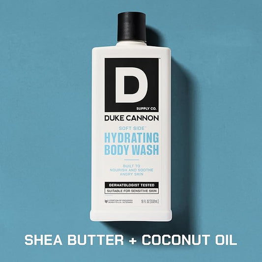 Duke Cannon Hydrating Body Wash - 18oz, Moisturizing Formula for Dry Skin, Refreshing Clean, Tough Yet Gentle, for Men, Soft Side Scent