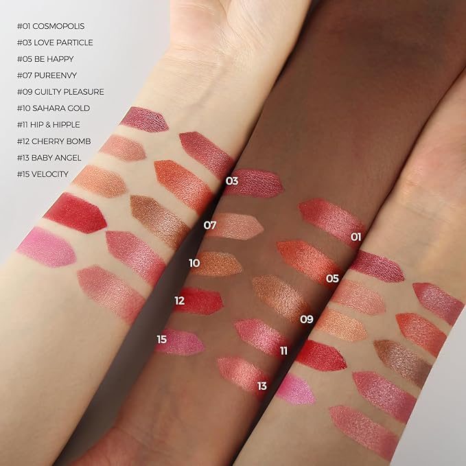 Glitter Metallic Plum Lipstick,High Impact Lipcolor,Lightweight Hydrating Formula Smooth and Non-Sticky,Rose Lipstick For Women,Full-Coverage Lip Makeup (03 LOVE PARTICLE, 4g)