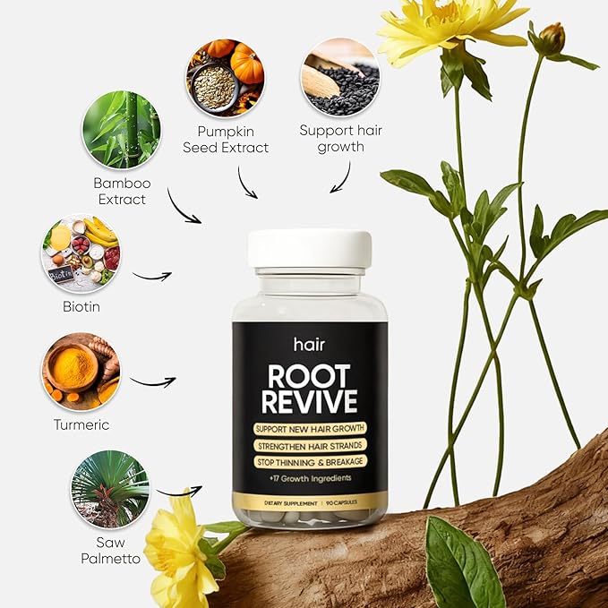 Root Revive Capsules – 90 Capsules | Supports Healthy, Thicker-Looking Hair | with Black Seed, Bamboo & Pumpkin Seed Extracts, Biotin & 17 Growth Ingredients