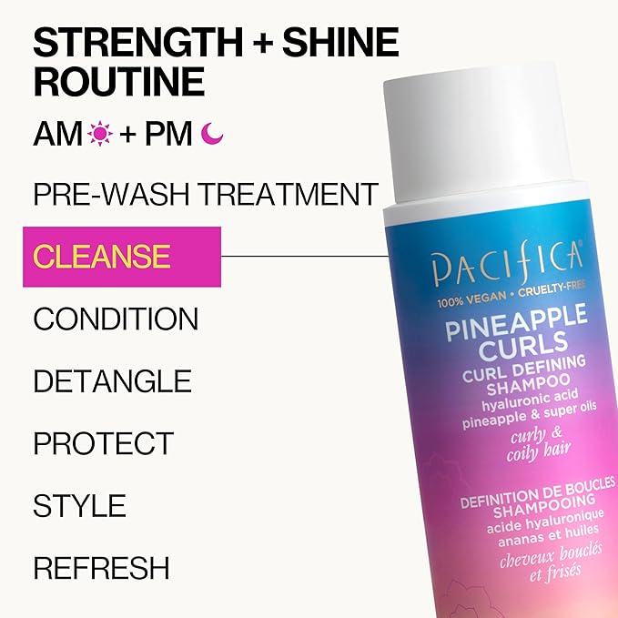 Pacifica Beauty 12.0 Fl Oz Pineapple Curls Curl Enhancing Shampoo - Hydrating & Frizz Control with Argan Oil & Hyaluronic Acid, Vegan + Cruelty Free