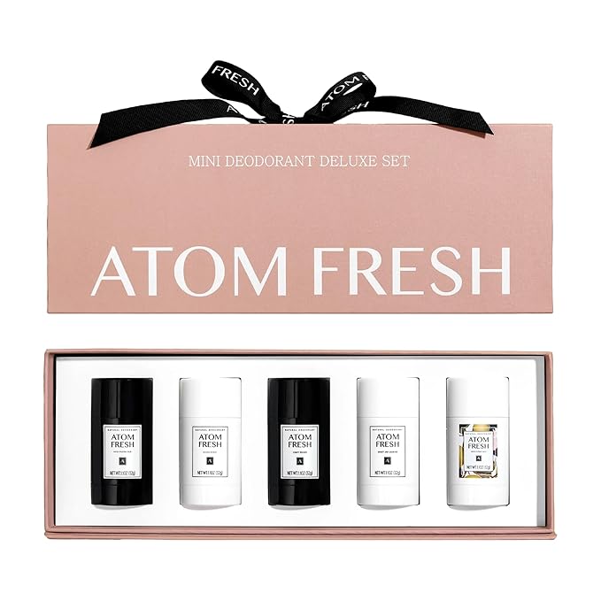 Atom Fresh Mini Deodorant Travel Size for Women - 5 Pack, Aluminum & Baking Soda Free, 72 Hour Odor Protection with Amino Acids