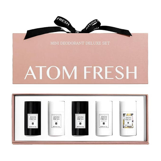 Atom Fresh Mini Deodorant Travel Size for Women - 5 Pack, Aluminum & Baking Soda Free, 72 Hour Odor Protection with Amino Acids