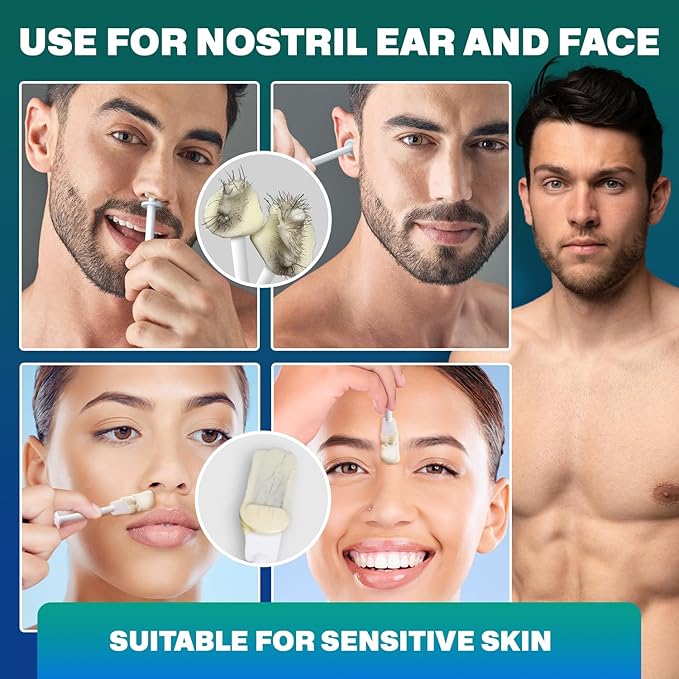Nose Wax Kit |100g Wax, 30 Applicators | No Microwave Needed | Ear and Nose Hair Removal Waxing Kit for Men and Women | Pre/Post-Waxing Wipes | Mustache| Ear Hair Removar, 5 Weeks Lasting