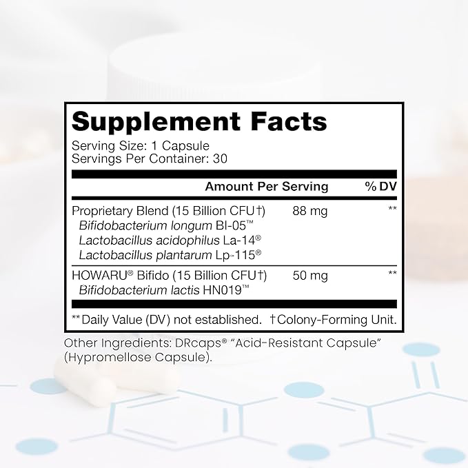 Power Probiotic Daily - 30 Acid-Resistant Capsules | 4 Proven Strains - 30 Billion CFU/Capsule | Patented Activ-Vial Desiccant Bottle to Ensure Freshness | NO Refrigeration Required
