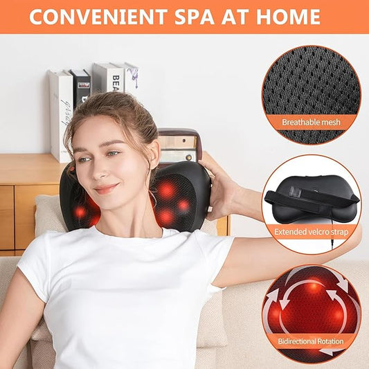 Brelley Neck and Back Massager with Heat Electric Shiatsu Deep Tissue Kneading Massage for Neck, Back, Shoulders, and Legs Gift for Men Women, Christmas, Mother's Day & Father's Day