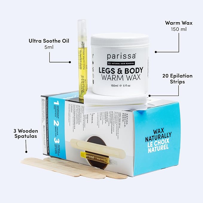Parissa Legs & Body Warm Wax Kit | Salon-Style Microwavable Wax for Coarse Hair Removal on Face & Body | Vegan | At-Home Hair Removal Kit | 150ml (5 Fl Oz)