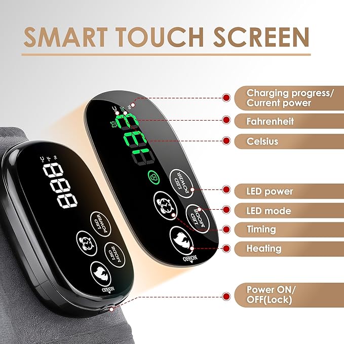 Red Light Therapy Knee Wrap with 660nm Red & 850nm Infrared Light, Electric Heating Pad for Knee Pain Relief, Cordless Rechargeable Heat Therapy Wrap for Joint, Shoulder, Muscle Pain