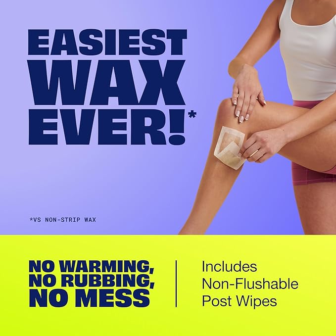 Nair Sensitive Hair Remover Mess-Free Wax Ready Strips, Legs and Body Easy Hair Removal Wax Strips for Sensitive Skin, Chamomile Extract, Dermatologist Tested, Plus 6 Post Wipes, 40 Count (Pack of 2)