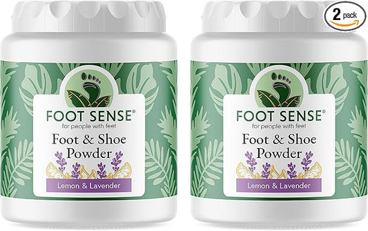 FOOT SENSE All Natural Foot & Shoe Powder, Foot Deodorant, Talc-Free, Odor Eliminator, Disinfects & Deodorizes, Long-Lasting up to 6 Months Safe for Men, Women, Kids, Athletes, 50g (2 Pack)