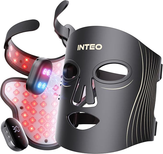 Red Light Therapy for Face and Neck, 4 Modes Cordless Face Mask Light Therapy with Neck Masks, 850nm Infrared & Red Light Mask, 2000mAh Rechargeable Light Therapy Skin Care at Home (680 Beads)