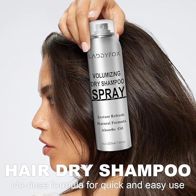 7.61Oz Hair Dry Shampoo Spray, Instantly Refreshes Hair No White Residue, Refresh Hair with Rice Starch - Absorbs Excess Oil, Oil Control and Volumizing Dry Shampoo for Women