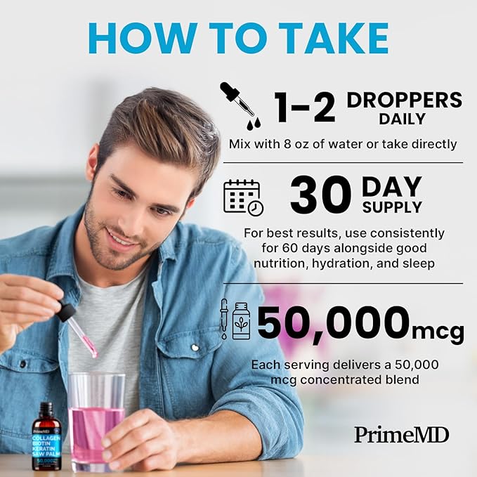 Liquid Collagen Peptides for Women - Serum Complex with Biotin Vitamin, Hydrolyzed Keratin Protein and Saw Palmetto - Comprehensive Formula for Hair, Skin, and Nails Wellness - 2fl oz (Pack of 1)