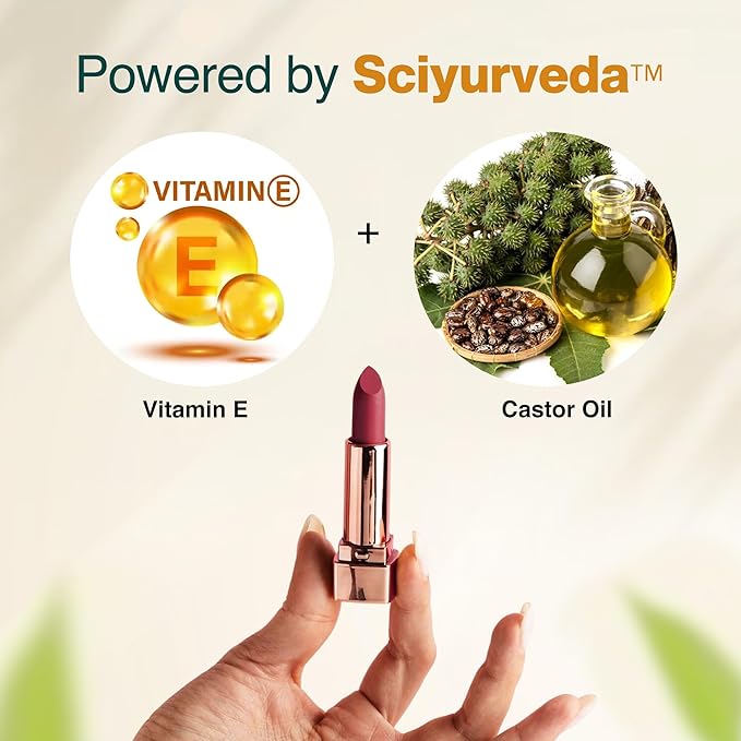 NOURISH MANTRA Creamy Matte Lipstick - Kashmiri Mirch | Non-drying, Highly Pigmented | Matte Finish | Enriched with Castor Oil & Vitamin E | Lipstick for Women | 4 g