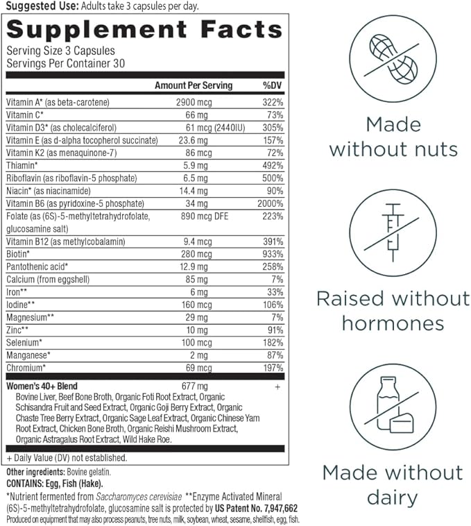 Ancient Nutrition Multivitamin for Women 40, Multi Vitamin and Immune Support with Vitamin D & C, 20 Vitamins and Minerals, Stress and Sleep Support, Supports Bone and Blood Health, 90 Capsules