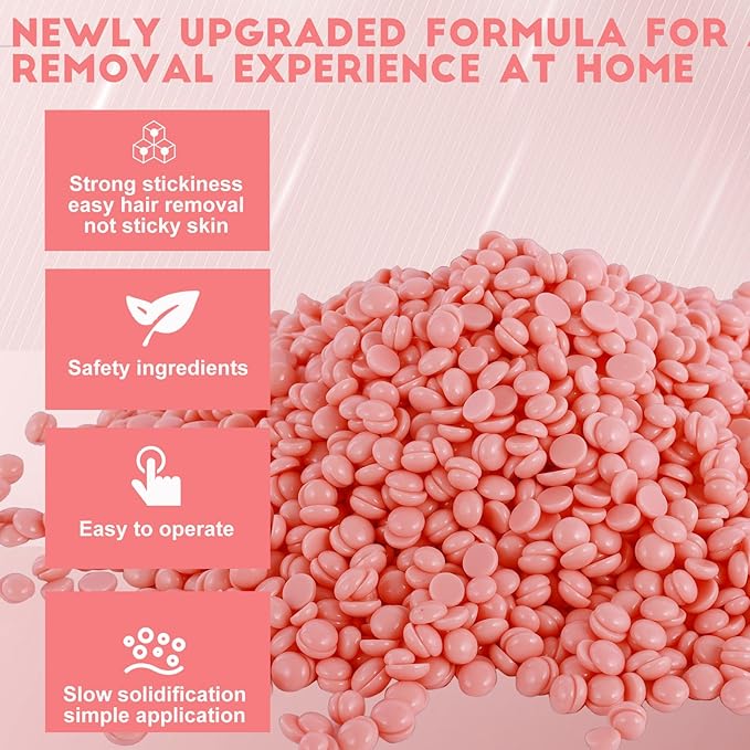 2.5 lb Body Wax Beads Bulk for Hair Removal, Brazilian Waxing Beans for Sensitive Skin Coarse Hair, Bikini Face Leg Armpit Back Chest with 20 Sticks, For At-Home and Professional Salon Use, Lavender