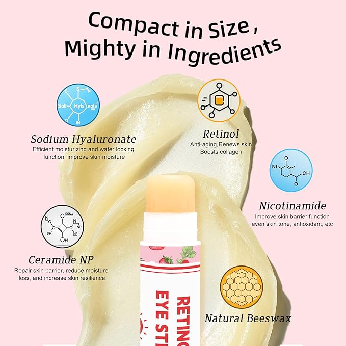 Multi Balm Stick: All-in-One Lip/Eye/Neck/Makeup Base. Advanced Eye Cream for Wrinkles, Dark Circles & Puffiness. With Retinol to Moisturize, Soften & Nourish