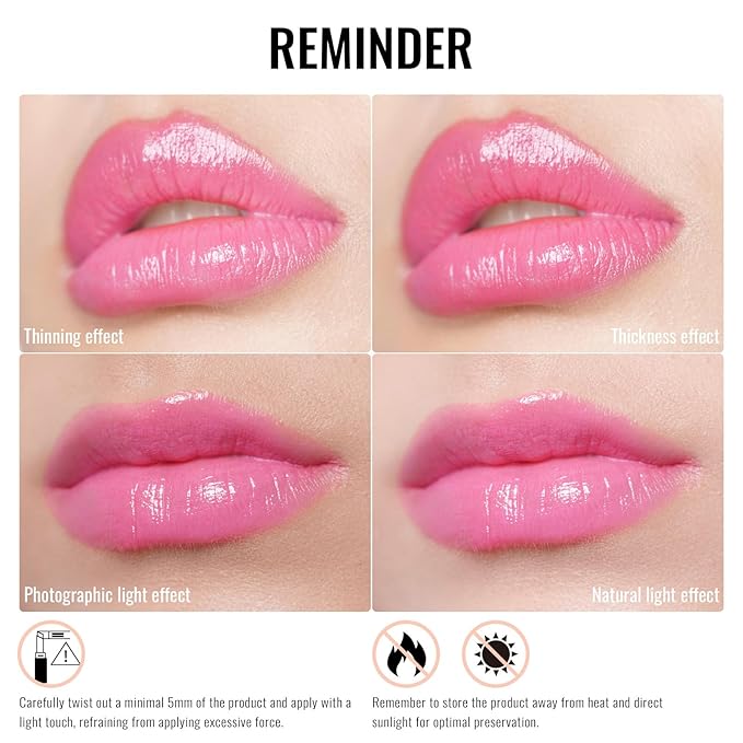 Oulac Pink Lipstick Moisturizing Shine Lipstick - Moisturizing Lip Stick Glossy Tinted Lip Balm, Sheer Shine Juicy Finish, Lightweight and Hydrating Formula for Dry Lip Care, Vegan 2.2g/0.07oz (06)