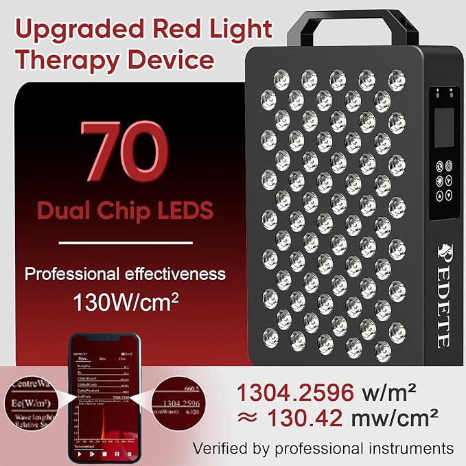 Red Light Therapy for Face and Body, 630nm 660nm 810nm and 850nm Near Infrared Light Therapy Panel, 70 Dual Chip Beads, High Power Light Therapy Device for Skin Care, Sleep, Pain Relief. M70