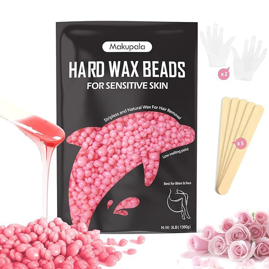 3 lb Hard Wax Beads for Hair Removal, Pink Grande Bulk Waxing Beads for Coarse & Fine Hair, Face Bikini Body Brazilian Sensitive Skin, Stripless Wax Bean, Big bag for Professional Salon & Home Refill
