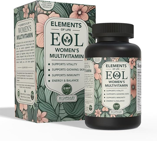 Elements of Life Multivitamin for Women – Daily Women’s Vitamins with MethyFolate, Organic Ingredients & Natural Supplements for Energy, Vitality & Health – Multivitamin for Women Hair & Skin Support