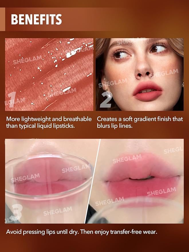 SHEGLAM Soft Haze Lip Blur Waterproof Liquid Lipstick Matte Transfer-Proof Lip Tint Lasting Super Stay Lip Stain-Play Date