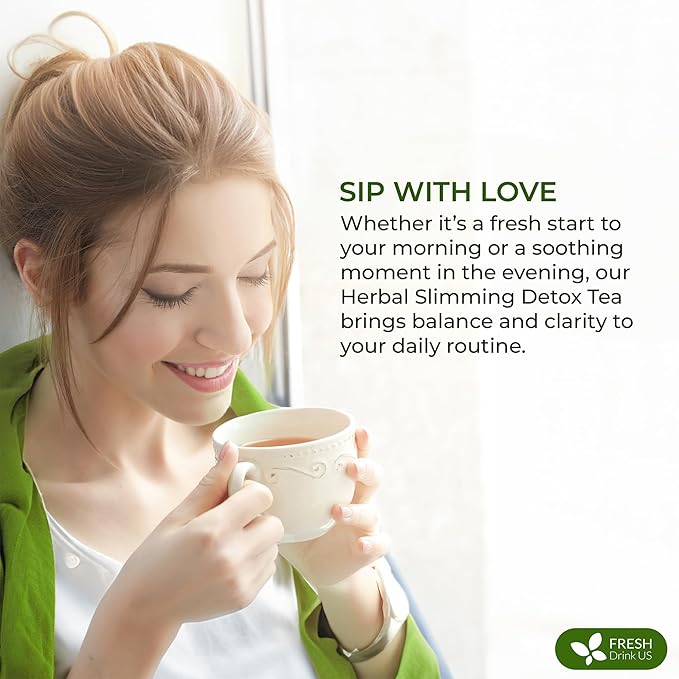 FreshDrinkUS, 30 Tea Bags Herbal Tea – Caffeine-Free Herbal Tea with Rooibos, Turmeric & Hibiscus – Loose Leaf Blend for Daily Rituals and Clean Living – Vegan, No Additives