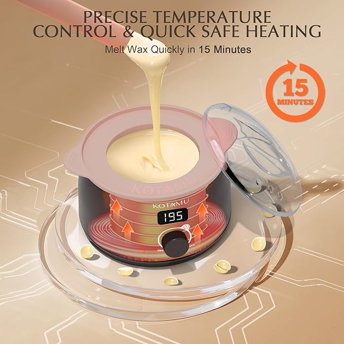 KOTAMU Waxing Kit-Professional Wax Warmer for Women& Men Hair Removal,Black Waxing Machine With Silicone Pot, Sensitive Skin Friendly Body Wax Kit Ideal for Face Bikin Brazilian Leg Home Salon