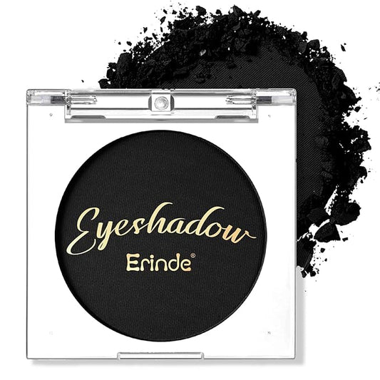 Erinde Black Single Eye Shadow, Matte Single Eyeshadow Pressed Powder Eyeshadow Makeup, Matte Shade Eyelid Color Eye Makeup for Women, High Pigment, Long Wear, Waterproof, Intense Color, 01 Black Swan