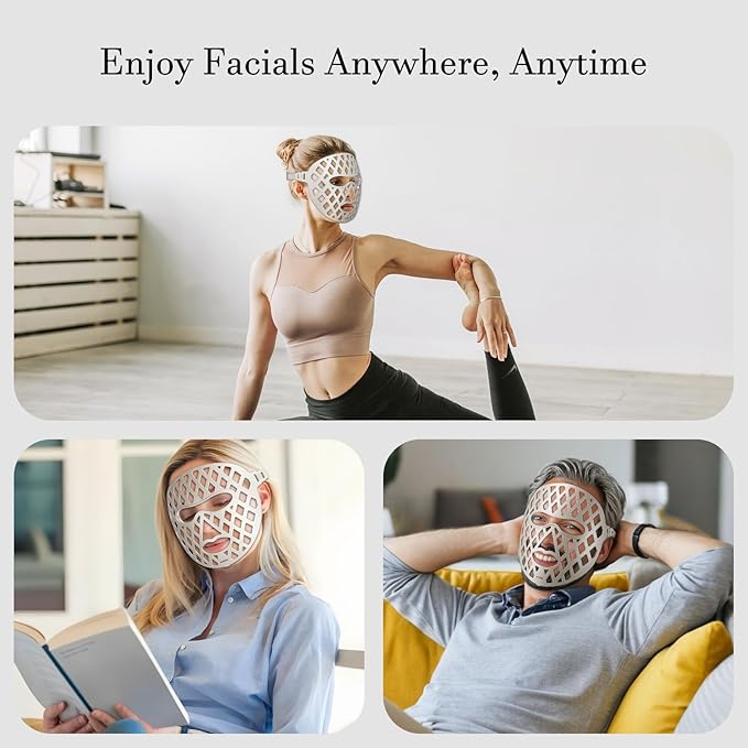 Red Light Therapy Face Mask with Infrared & LED Light – 4 Modes for Anti-Aging, Wrinkle Reduction, and Skin Rejuvenation – Lightweight, Rechargeable, Comfortable Design for Home Use