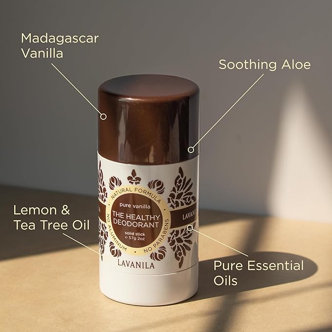 Lavanila Pure Vanilla Deodorant for Women 2-Pack (2 Oz Each) - Natural Aluminum Free Solid Stick Deodorant, Made In USA, Vegan