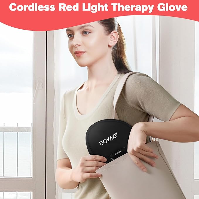 Cordless Red Light Therapy for Hand 4000mAh Rechargeable Battery Infrared Gloves LED Light Therapy Pad Device for Hands Finger Palm Home Travel Use