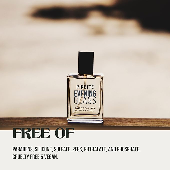 PIRETTE Evening Glass Eau de Parfum Spray for Women, Beach-Inspired, Long Lasting Womens Perfume with Notes of Dark Coconut, Warm Wood, Smoky Vanilla & Sea Salt, Daily Women's Fragrances, 1.7 fl oz