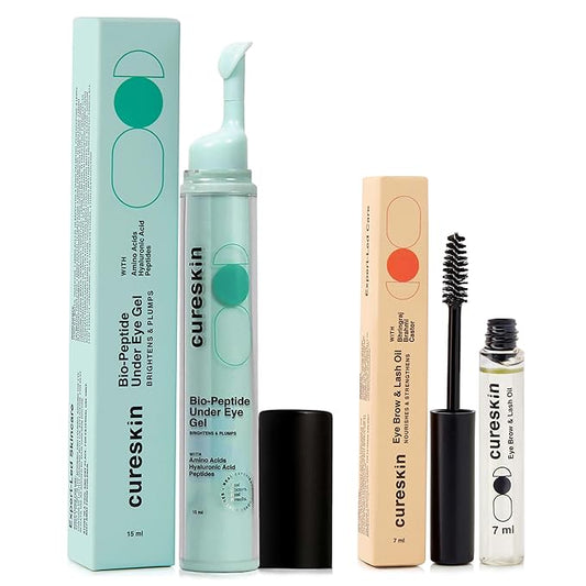 Eye Care Combo | Lash & Brow Oil + Peptide Under Eye Gel | Dark Circle Cream & Lash Growth Serum for Men & Women