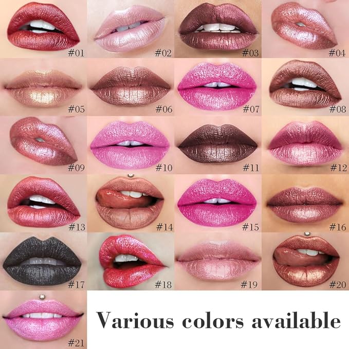 Kaely 2-in-1 Rose Gold Metallic Lipstick and Lip Liner, Shimmer Liquid Metallic Lipsticks for Women, Glitter Lip Gloss Stain Long Lasting Waterproof Smudge Proof 24 Hour, Vegan Makeup, 04