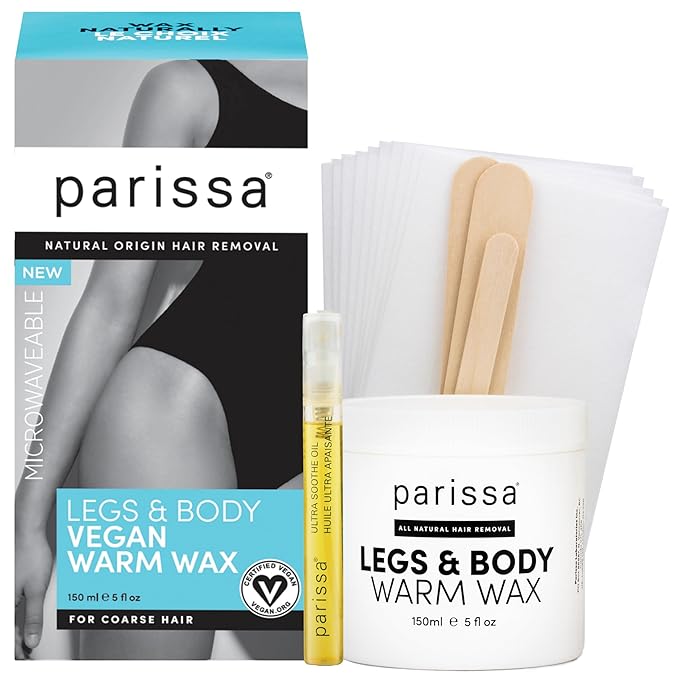 Parissa Legs & Body Warm Wax Kit | Salon-Style Microwavable Wax for Coarse Hair Removal on Face & Body | Vegan | At-Home Hair Removal Kit | 150ml (5 Fl Oz)