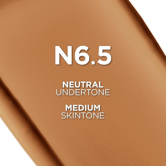 L'Oreal Paris True Match Super-Blendable Foundation, Medium Coverage Liquid Foundation Makeup, N6.5, Medium Deep, 1 Fl Oz