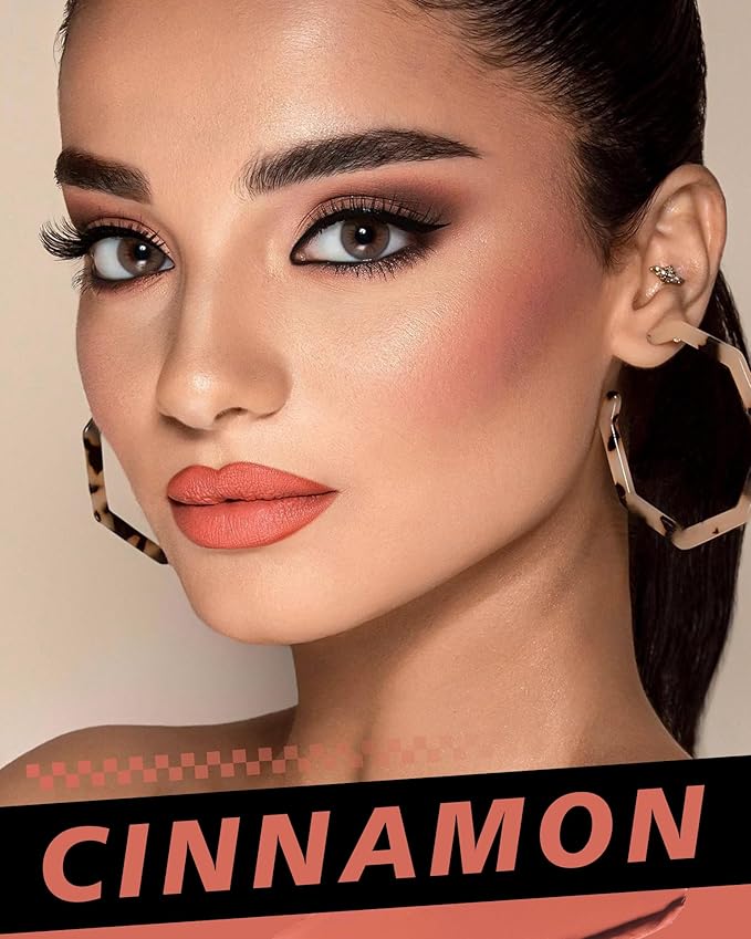 Cinnamon Lipstick Long Lasting, Matte Liquid Lipsticks for Women Non Transfer Smudgeproof Smooth and Easy to Appy Cruelty Free Lip Color, M59 Cinnamon