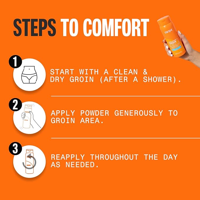 Carpe Sweat Absorbing Talc-Free Body Powder for Women, Anti-Chafing and Safe for Feminine Areas, White Jasmine Scent, 2 Pack