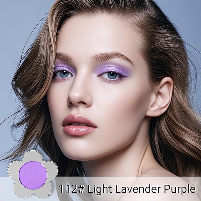 Erinde Lavender Purple Matte Eyeshadow Palette, Velvet Eye Shadow Compact Powder Primer Base Makeup, Long-Lasting Eye Makeup, Ultra-Blendable, Pigmented Color, Vegan Formula, 112 Light Lavender Purple